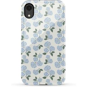 Casely iPhone XR Case | Goth Girlie | Black Bows | Essential Slim Dual-Layer Protective Design(Nantucket Cottage | Blue Hydrangea)