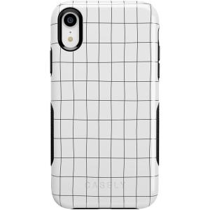 Casely iPhone XR Case | Goth Girlie | Black Bows | Essential Slim Dual-Layer Protective Design(Off the Grid | White & Black Lined)
