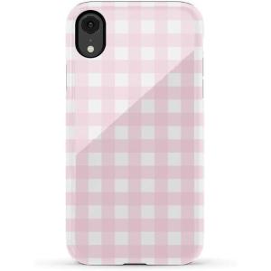 Casely iPhone XR Case | Goth Girlie | Black Bows | Essential Slim Dual-Layer Protective Design(Pink Plaid | Sunday Best)