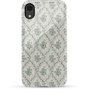 Casely iPhone XR Case | Goth Girlie | Black Bows | Essential Slim Dual-Layer Protective Design(Sage Tapestry | Floral Vines)