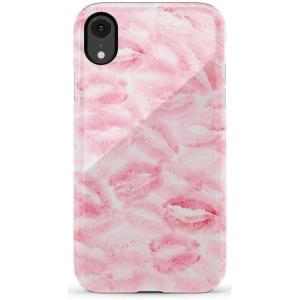 Casely iPhone XR Case | Goth Girlie | Black Bows | Essential Slim Dual-Layer Protective Design(Sealed with a Kiss | Pink Lipstick)