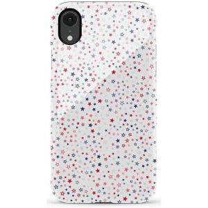Casely iPhone XR Case | Goth Girlie | Black Bows | Essential Slim Dual-Layer Protective Design(Seeing Stars | Red  White & Blue)