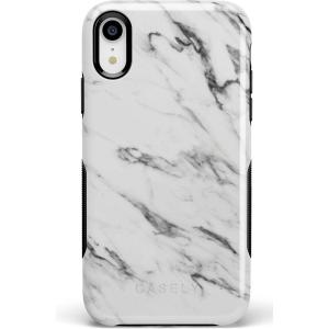 Casely iPhone XR Case | Goth Girlie | Black Bows | Essential Slim Dual-Layer Protective Design(Take Me for Granite | White Marble)