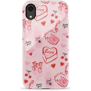 Casely iPhone XR Case | Goth Girlie | Black Bows | Essential Slim Dual-Layer Protective Design(That’s Amore | Valentine’s)