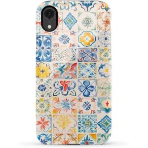 Casely iPhone XR Case | Goth Girlie | Black Bows | Essential Slim Dual-Layer Protective Design(Tuscan Tiles | Dolce Vita)