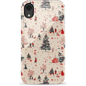 Casely iPhone XR Case | Goth Girlie | Black Bows | Essential Slim Dual-Layer Protective Design(Winter Nostalgia | Vintage Holiday)