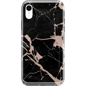 Casely iPhone XR Case | in Formation | Metallic Blue Camo | Classic Ultra Slim Design(Cracked Rose Gold Black Marble)