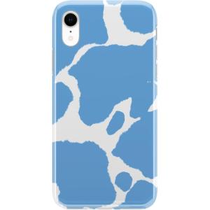 Casely iPhone XR Case | in Formation | Metallic Blue Camo | Classic Ultra Slim Design(Current MOOd | Light Blue Cow Print)