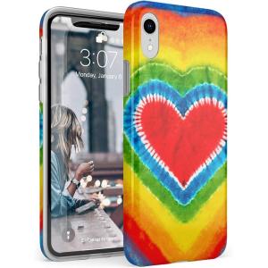 Casely iPhone XR Case | in Formation | Metallic Blue Camo | Classic Ultra Slim Design(I Heart Tie Dye | Rainbow Heart)