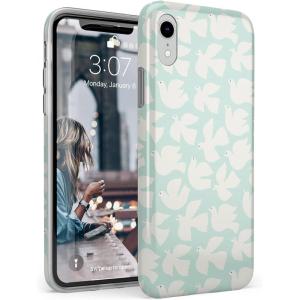Casely iPhone XR Case | in Formation | Metallic Blue Camo | Classic Ultra Slim Design(Love Birds | White Doves)