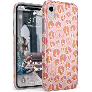 Casely iPhone XR Case | in Formation | Metallic Blue Camo | Classic Ultra Slim Design(Peace Out | Groovy Peace Sign)