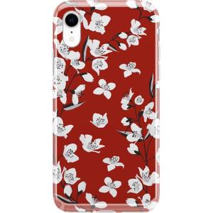 Casely iPhone XR Case | in Formation | Metallic Blue Camo | Classic Ultra Slim Design(Red Cherry Blossom Floral)