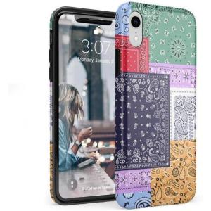 Casely iPhone XR Case | in Formation | Metallic Blue Camo | Classic Ultra Slim Design(Swatch It Up | Patchwork Bandana)