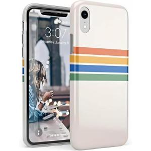 Casely iPhone XR Case | in Formation | Metallic Blue Camo | Classic Ultra Slim Design(Totally Groovy | Rainbow Stripes Color Block)