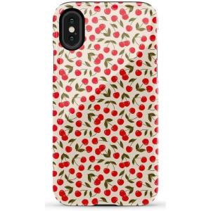 Casely iPhone X/XS Case | Cupid’s Canvas | Periwinkle Floral | Essential Slim Dual-Layer Protective Design(Cherry on Top | Red Cherries)