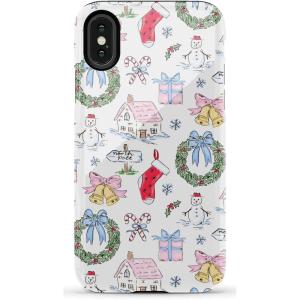 Casely iPhone X/XS Case | Cupid’s Canvas | Periwinkle Floral | Essential Slim Dual-Layer Protective Design(Christmas Morning | Vintage Cartoon)