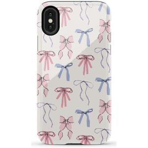 Casely iPhone X/XS Case | Cupid’s Canvas | Periwinkle Floral | Essential Slim Dual-Layer Protective Design(Coquette Girlie | Pastel Bows)