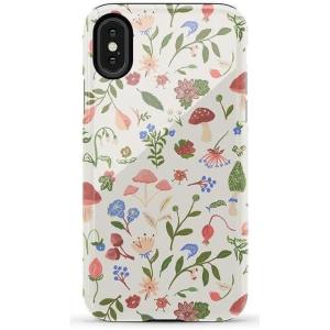 Casely iPhone X/XS Case | Cupid’s Canvas | Periwinkle Floral | Essential Slim Dual-Layer Protective Design(Garden Party | Mushroom Floral)