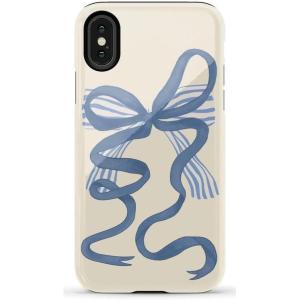 Casely iPhone X/XS Case | Cupid’s Canvas | Periwinkle Floral | Essential Slim Dual-Layer Protective Design(Heartstrings | Blue Bow)
