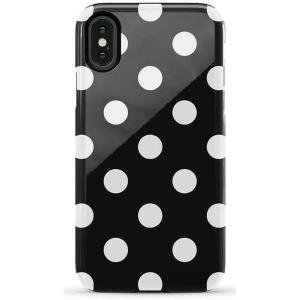 Casely iPhone X/XS Case | Cupid’s Canvas | Periwinkle Floral | Essential Slim Dual-Layer Protective Design(High Contrast | Black Polka Dot)