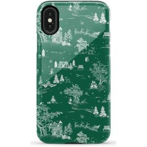 Casely iPhone X/XS Case | Cupid’s Canvas | Periwinkle Floral | Essential Slim Dual-Layer Protective Design(Home for the Holidays | Mountain Town)
