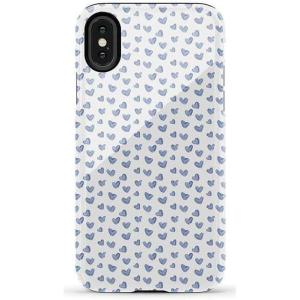 Casely iPhone X/XS Case | Cupid’s Canvas | Periwinkle Floral | Essential Slim Dual-Layer Protective Design(Lovebug | Blue Hearts)