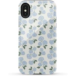 Casely iPhone X/XS Case | Cupid’s Canvas | Periwinkle Floral | Essential Slim Dual-Layer Protective Design(Nantucket Cottage | Blue Hydrangea)