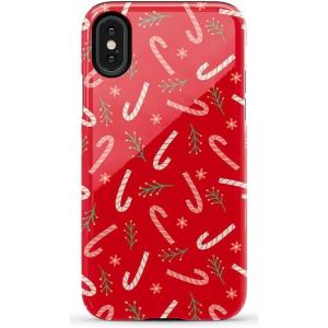 Casely iPhone X/XS Case | Cupid’s Canvas | Periwinkle Floral | Essential Slim Dual-Layer Protective Design(Peppermint Kiss | Candy Cane)