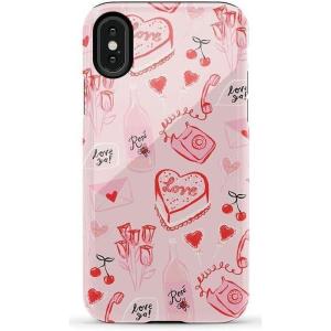 Casely iPhone X/XS Case | Cupid’s Canvas | Periwinkle Floral | Essential Slim Dual-Layer Protective Design(That’s Amore | Valentine’s)