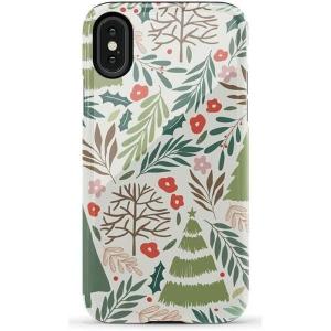 Casely iPhone X/XS Case | Cupid’s Canvas | Periwinkle Floral | Essential Slim Dual-Layer Protective Design(Under the Mistletoe | Holiday)