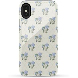 Casely iPhone X/XS Case | Cupid’s Canvas | Periwinkle Floral | Essential Slim Dual-Layer Protective Design(Vintage Garden | Blue Hydrangea)