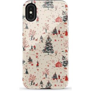 Casely iPhone X/XS Case | Cupid’s Canvas | Periwinkle Floral | Essential Slim Dual-Layer Protective Design(Winter Nostalgia | Vintage Holiday)