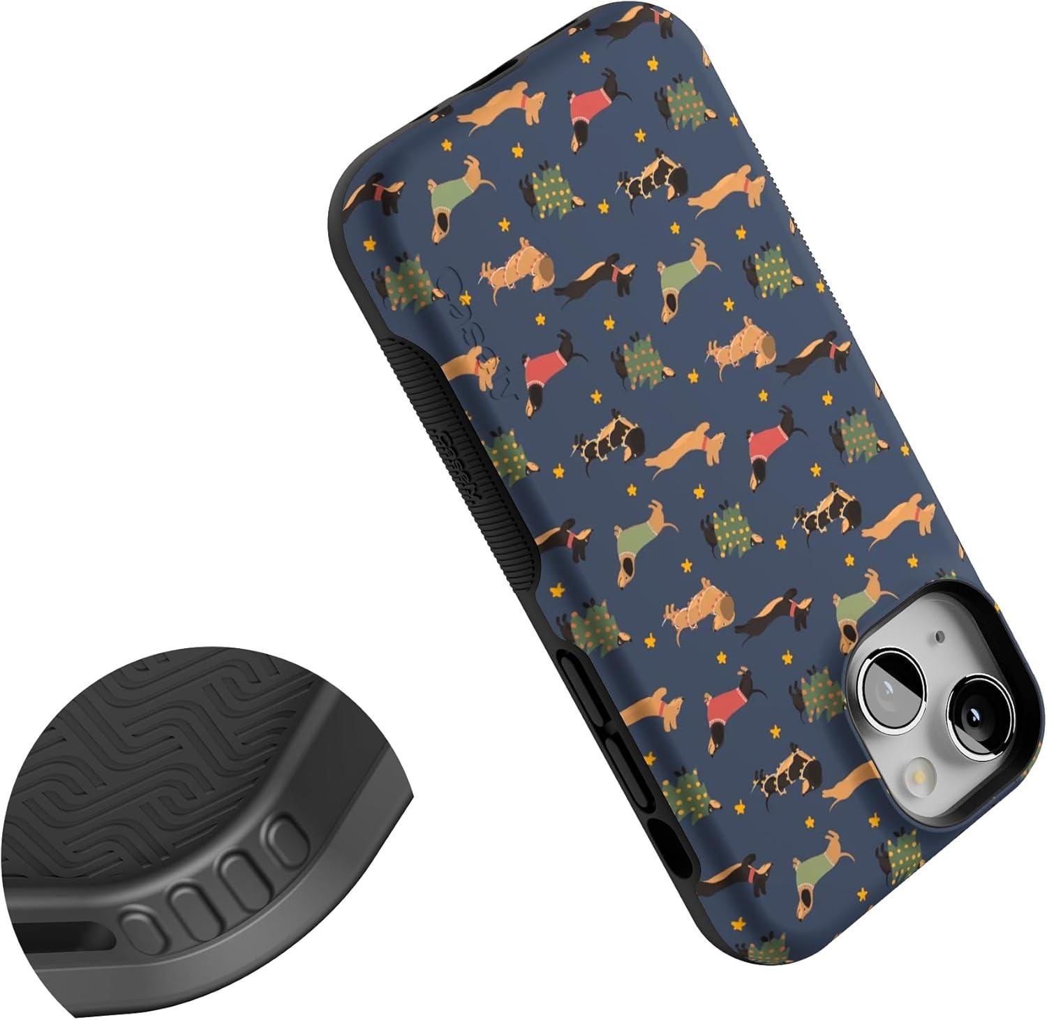 imageCasely iPhone 13 Mini Case Dashing Doxies Dachshund Dog Bold Protective Design MagSafe Compatible Design