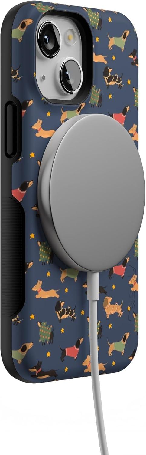 imageCasely iPhone 13 Mini Case Dashing Doxies Dachshund Dog Bold Protective Design MagSafe Compatible Design