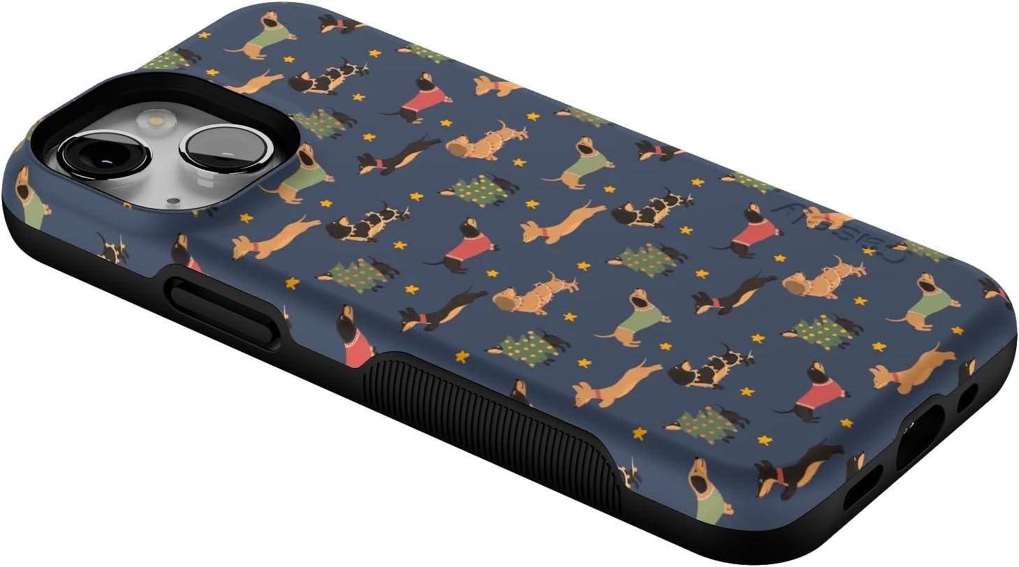 imageCasely iPhone 13 Mini Case Dashing Doxies Dachshund Dog Bold Protective Design MagSafe Compatible Design