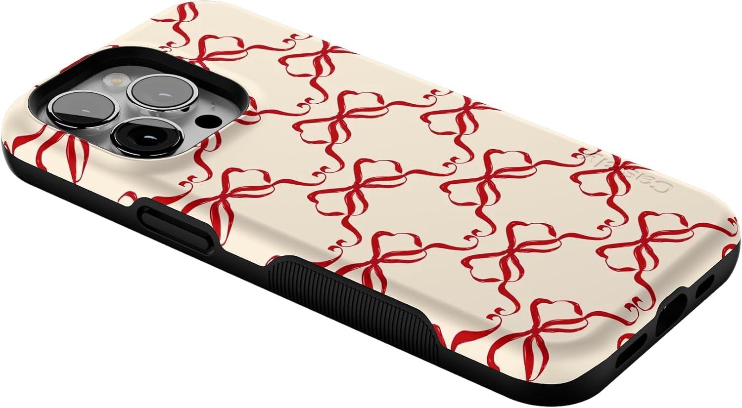 imageCasely iPhone 13 Pro Case All Wrapped Up Vintage Bows Bold Protective Design MagSafe Compatible Design