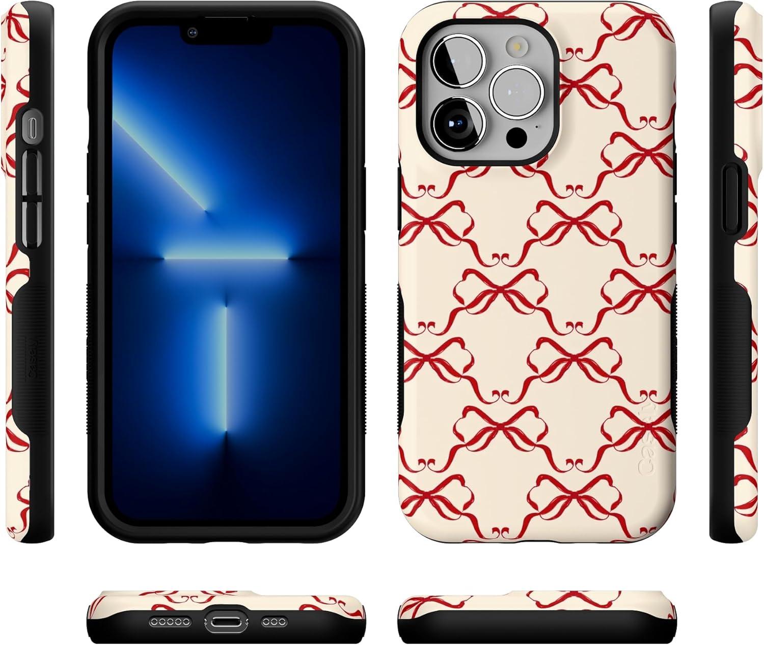 imageCasely iPhone 13 Pro Case All Wrapped Up Vintage Bows Bold Protective Design MagSafe Compatible Design