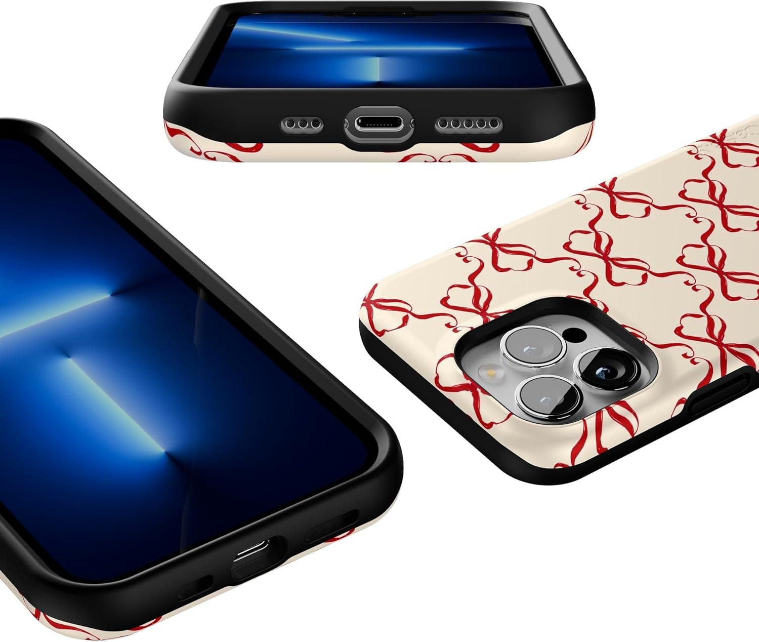 imageCasely iPhone 13 Pro Case All Wrapped Up Vintage Bows Bold Protective Design MagSafe Compatible Design