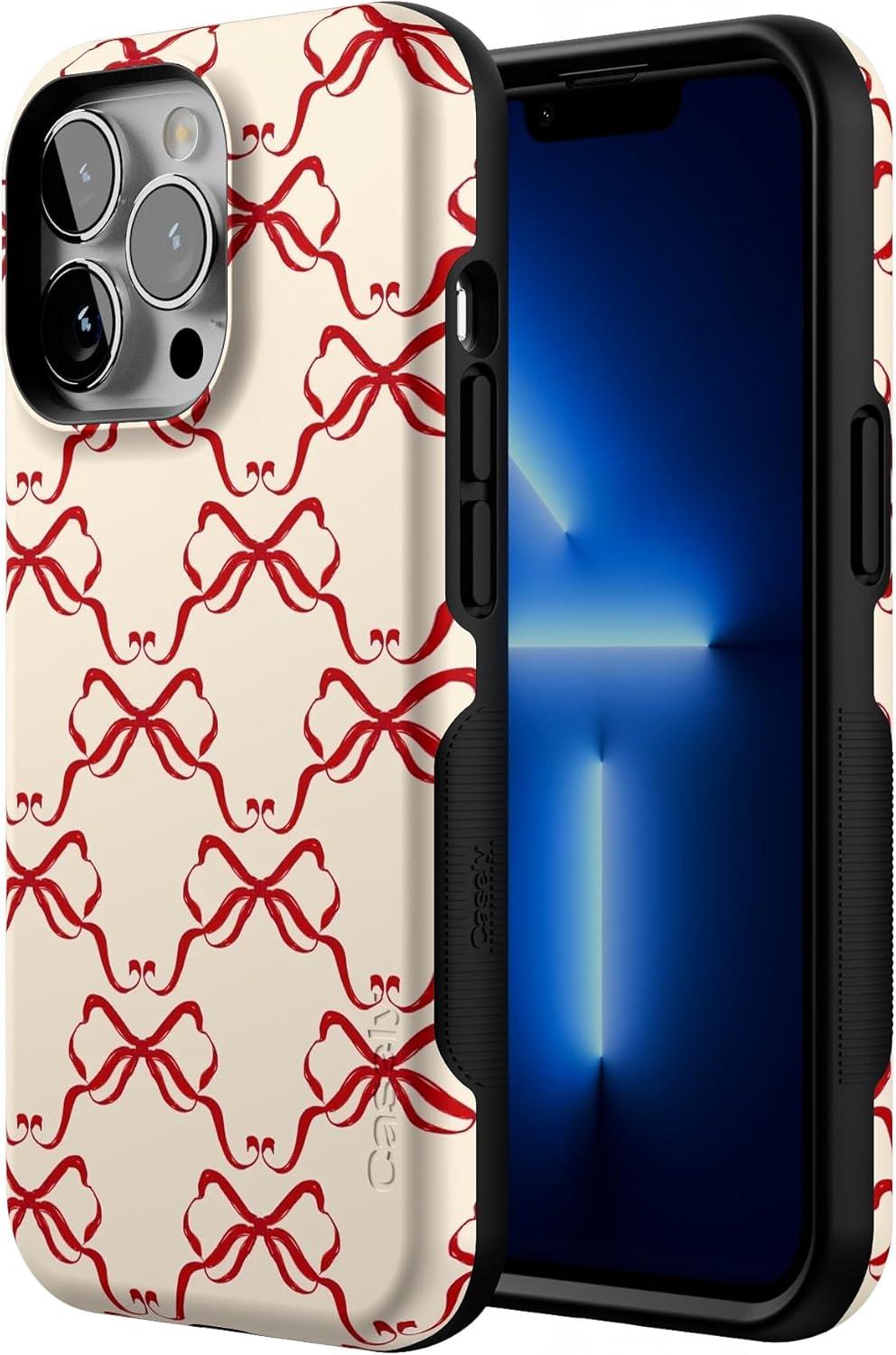 imageCasely iPhone 13 Pro Case All Wrapped Up Vintage Bows Bold Protective Design MagSafe Compatible Design