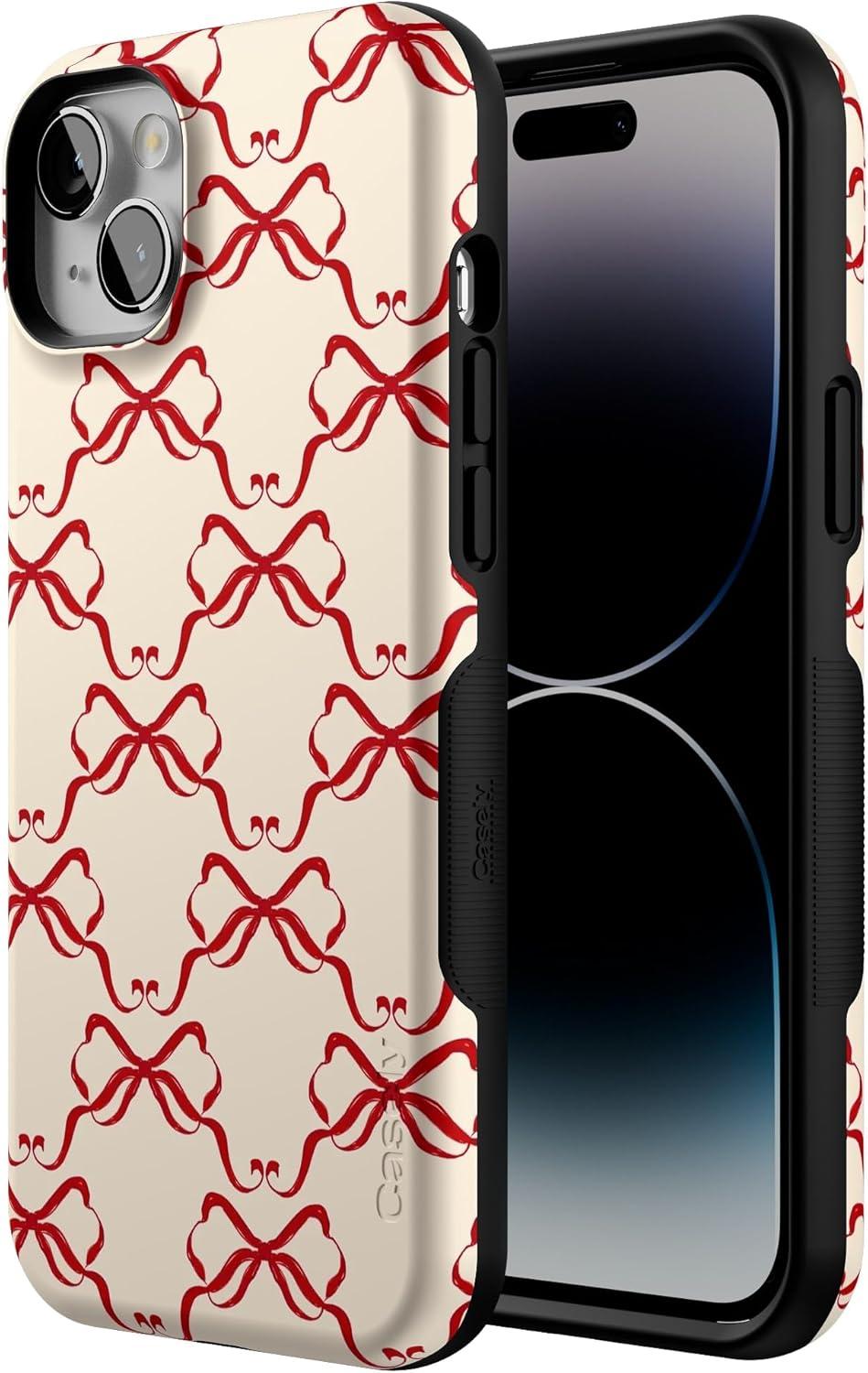 imageCasely iPhone 14 Plus Case All Wrapped Up Vintage Bows Bold Protective Design MagSafe Compatible Design