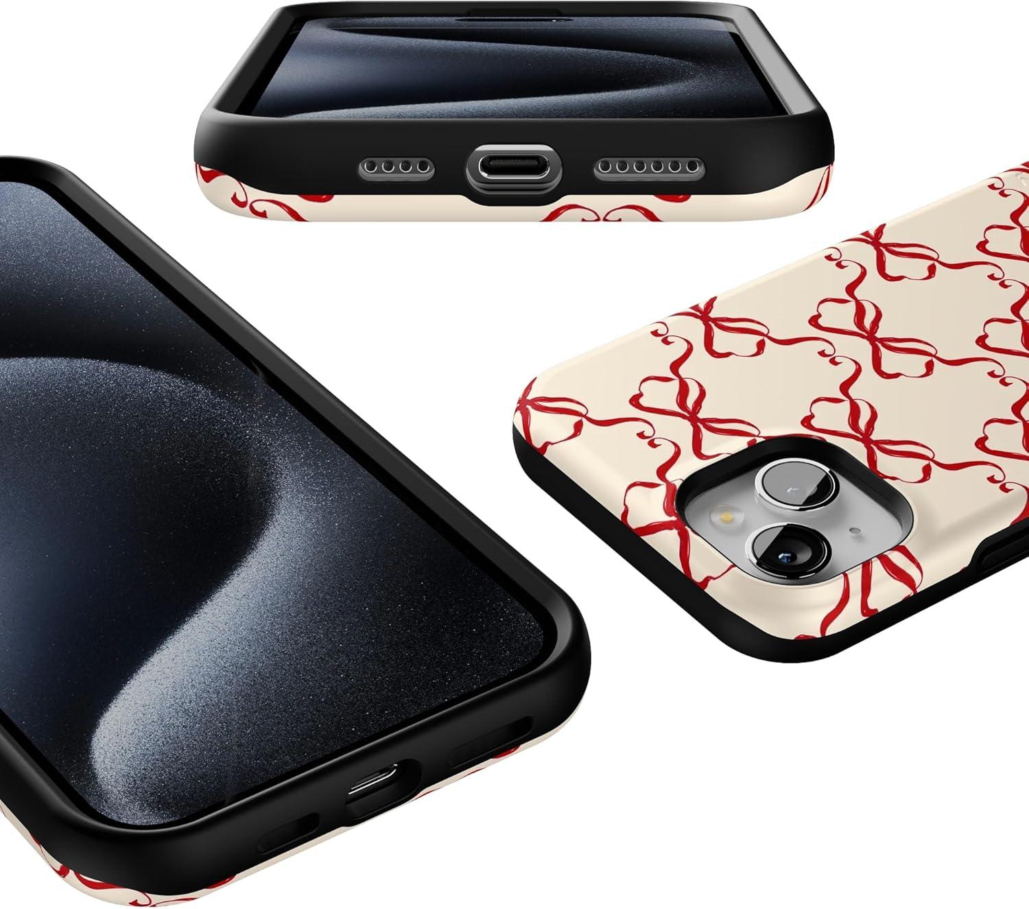 imageCasely iPhone 15 Case All Wrapped Up Vintage Bows Bold Protective Design MagSafe Compatible Design