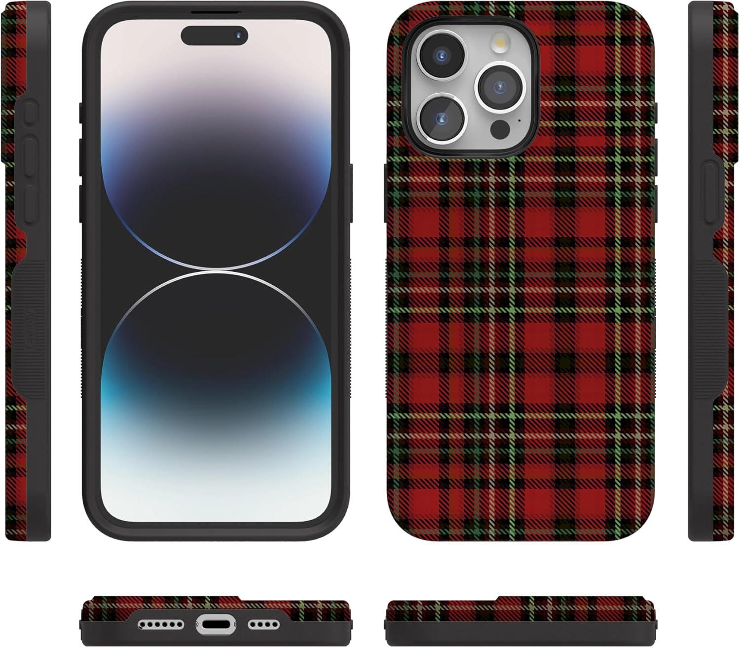 imageCasely iPhone 15 Pro Case Fireside Flannel Signature Plaid Bold Protective Design MagSafe Compatible Design