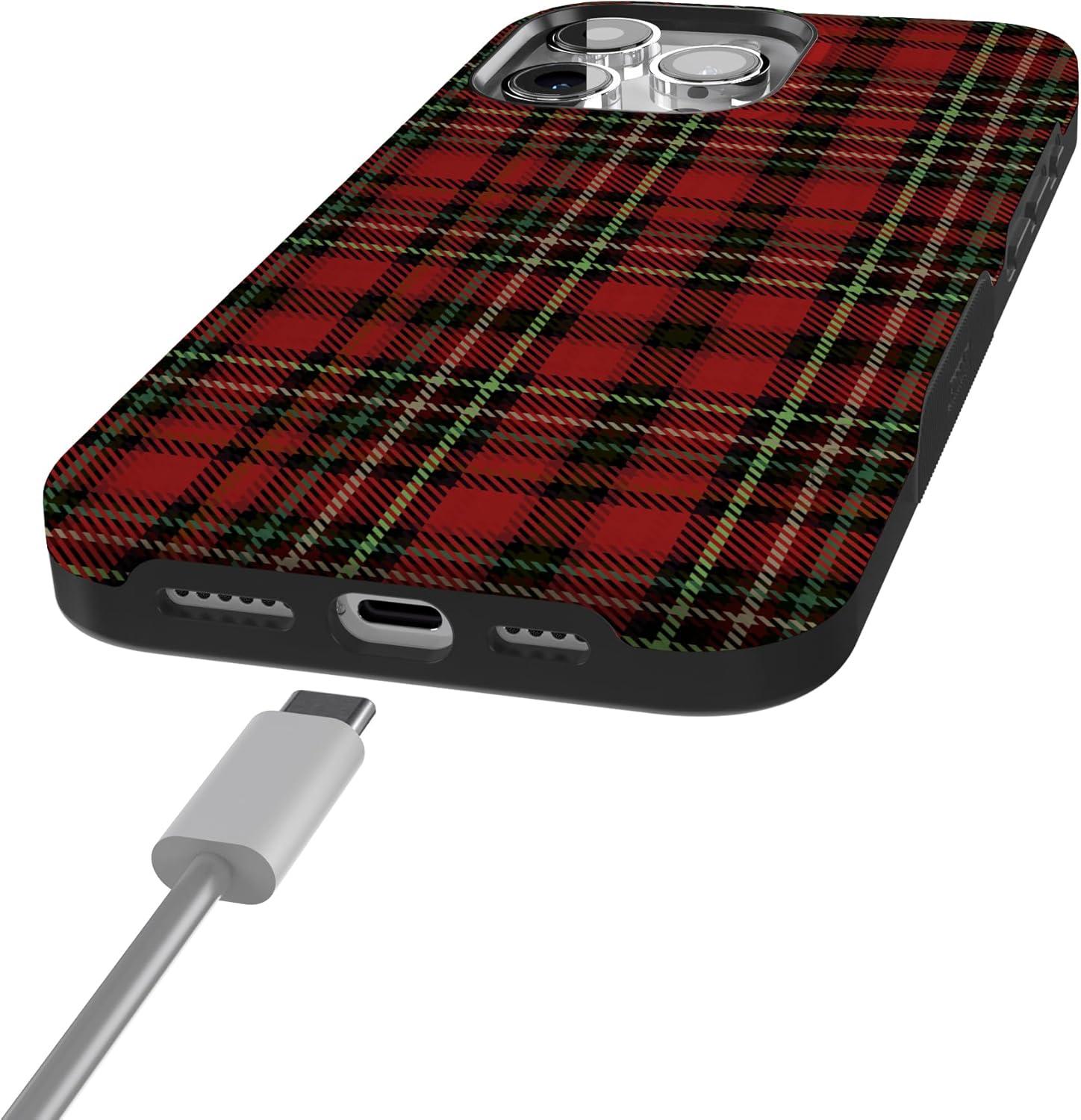 imageCasely iPhone 15 Pro Case Fireside Flannel Signature Plaid Bold Protective Design MagSafe Compatible Design