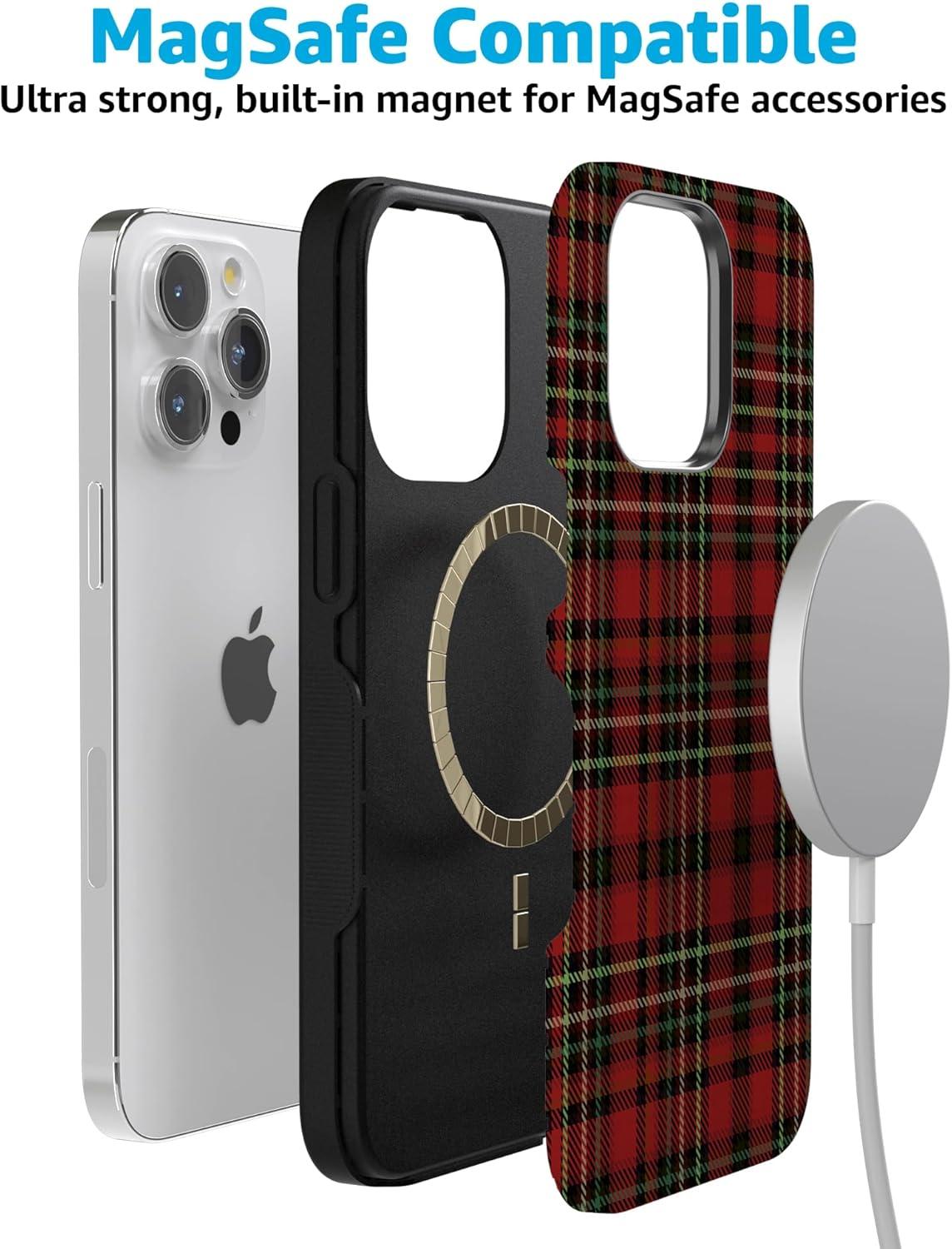 imageCasely iPhone 15 Pro Case Fireside Flannel Signature Plaid Bold Protective Design MagSafe Compatible Design