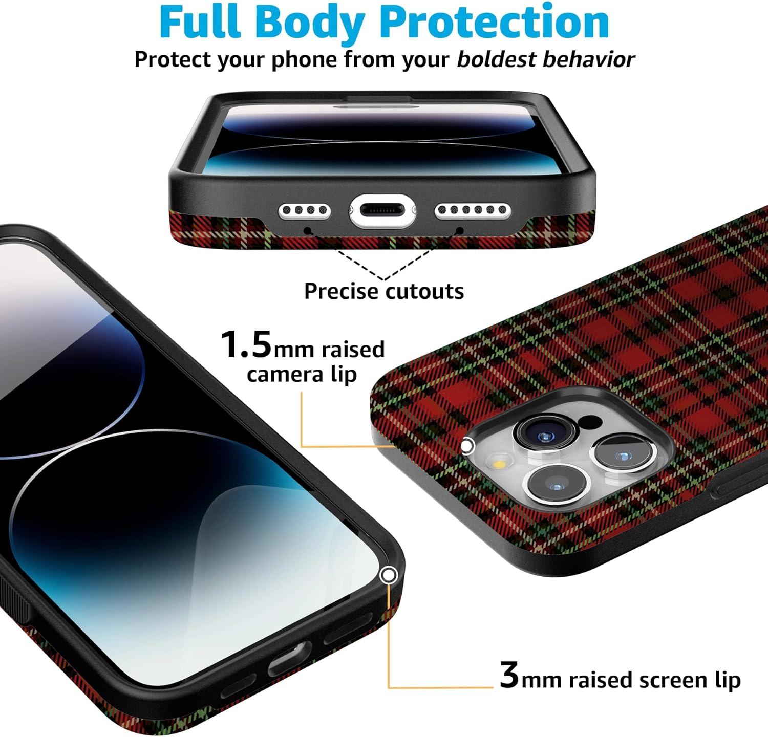 imageCasely iPhone 15 Pro Case Fireside Flannel Signature Plaid Bold Protective Design MagSafe Compatible Design