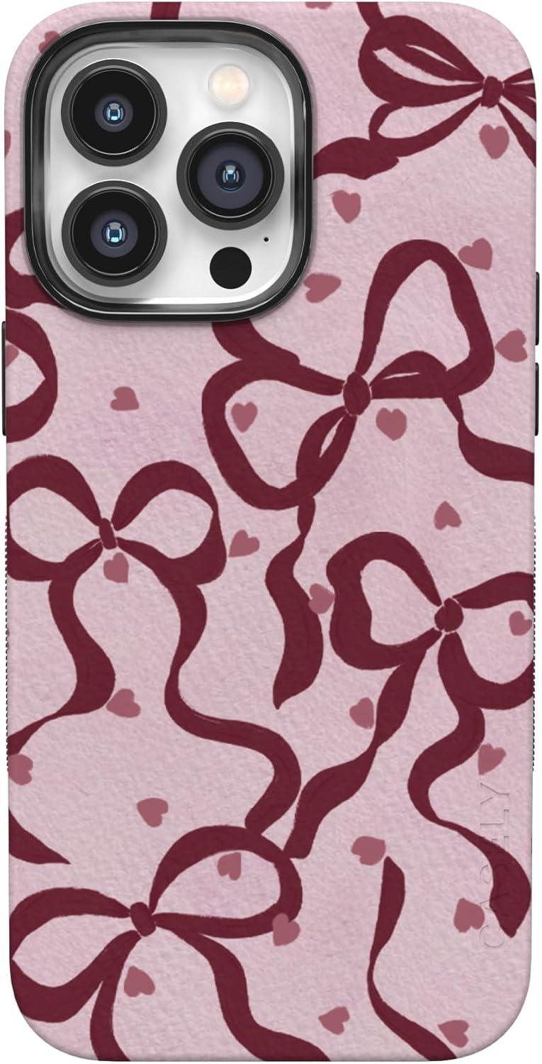 imageCasely iPhone 15 Pro Case Heart Noir Tiny Hearts Bold Protective Design MagSafe Compatible DesignCoquette Crush Bows