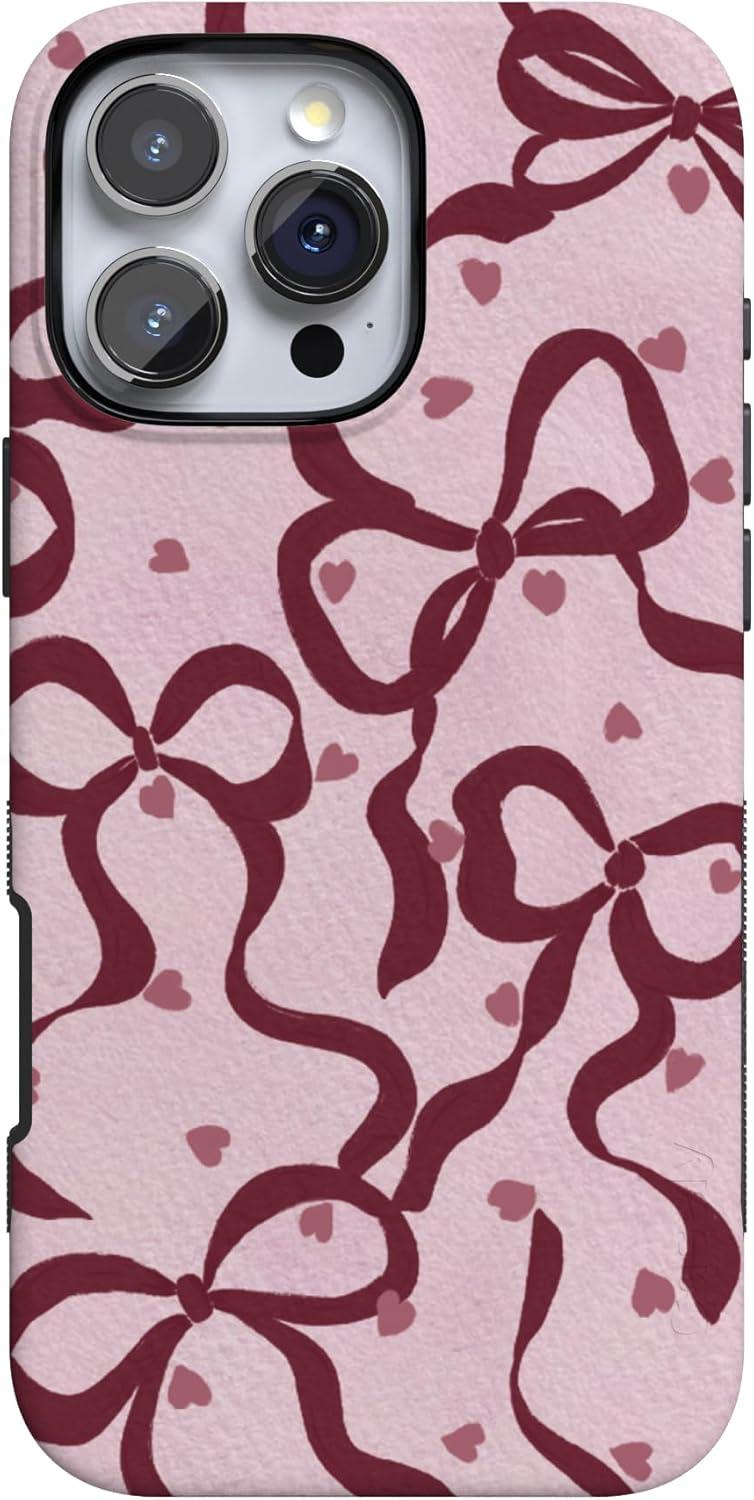 imageCasely iPhone 15 Pro Case Heart Noir Tiny Hearts Bold Protective Design MagSafe Compatible DesignCoquette Crush Bows