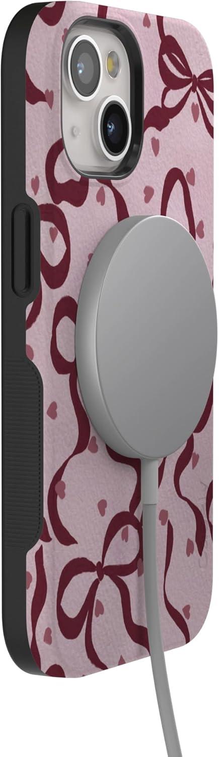 imageCasely iPhone 15 Pro Case Heart Noir Tiny Hearts Bold Protective Design MagSafe Compatible DesignCoquette Crush Bows