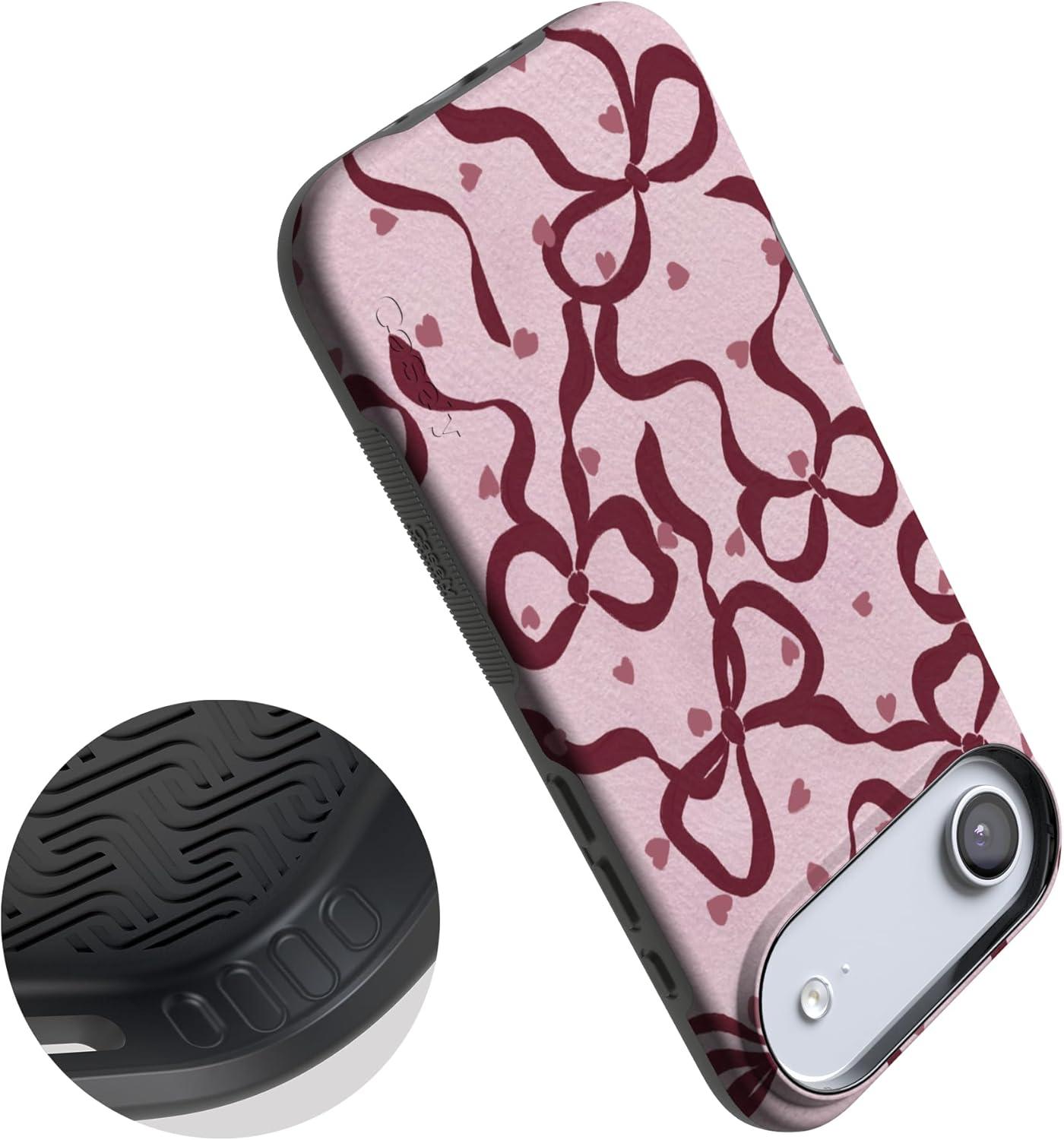 imageCasely iPhone 15 Pro Case Heart Noir Tiny Hearts Bold Protective Design MagSafe Compatible DesignCoquette Crush Bows