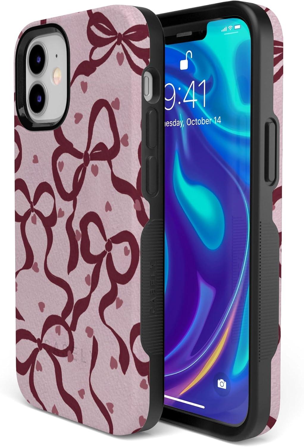 imageCasely iPhone 15 Pro Case Heart Noir Tiny Hearts Bold Protective Design MagSafe Compatible DesignCoquette Crush Bows